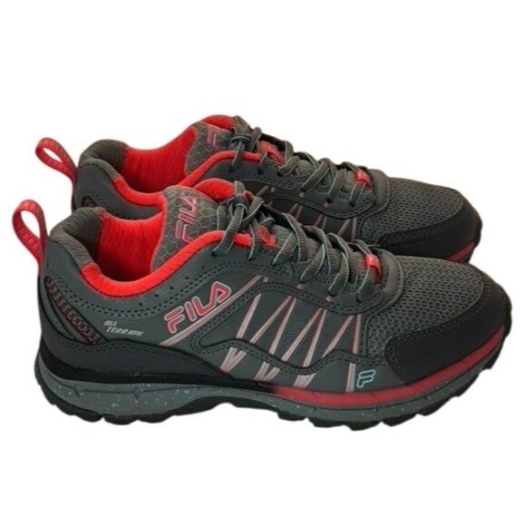 Fila Shoes - Fila Windshift 15 Womens Trail Running Shoes Size 6.5 Gray/Neon Melon